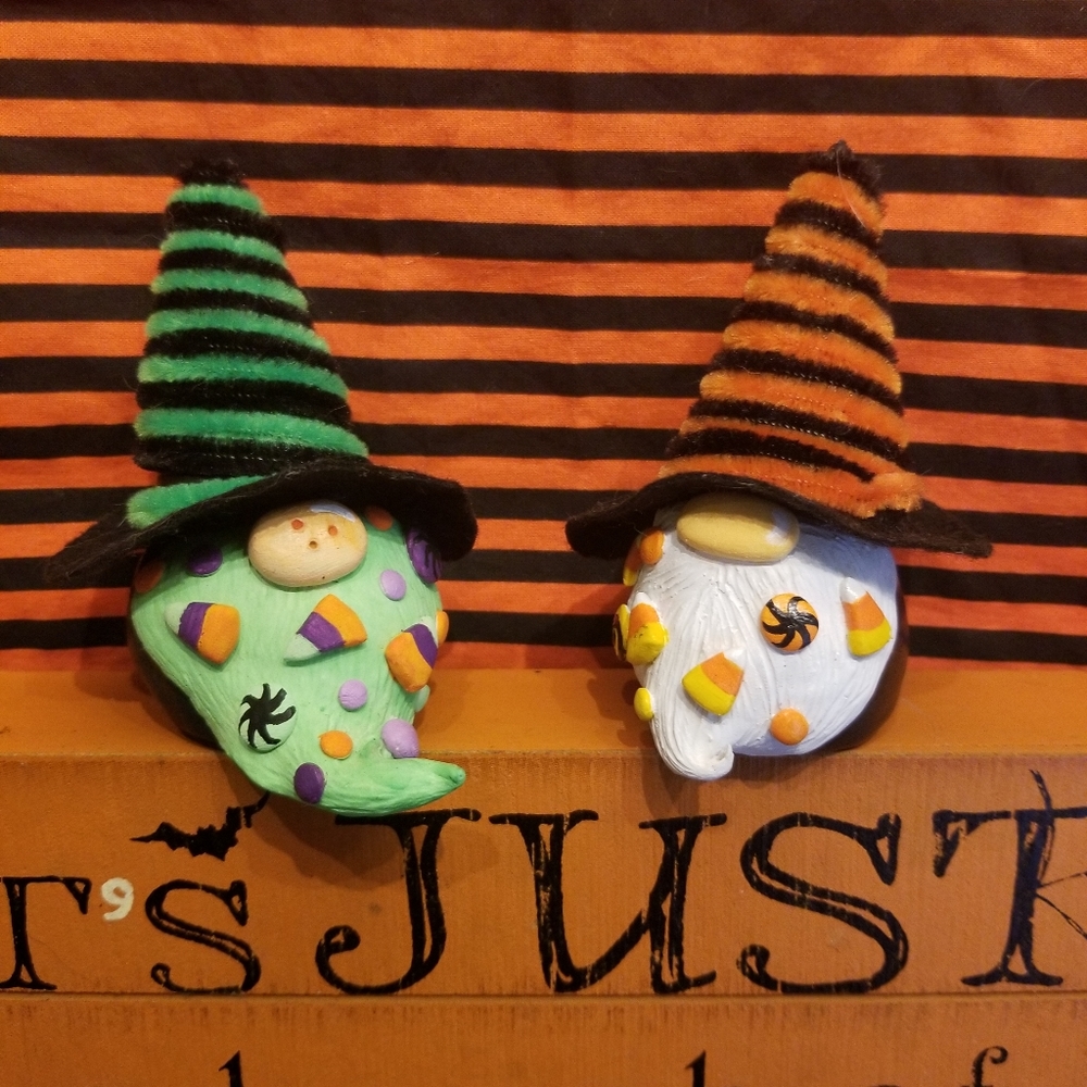 Candy Bearded Trick-or-Treat Gnomes Halloween Sculpted Figurines Shelf Sitters